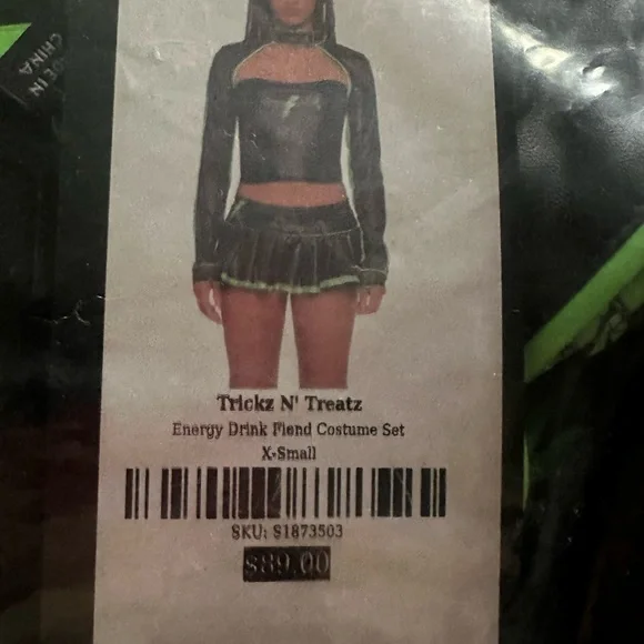 Dolls Kill Monster Energy Drink Fiend Black and Green Lightning Costume Set NWT - Picture 2 of 5